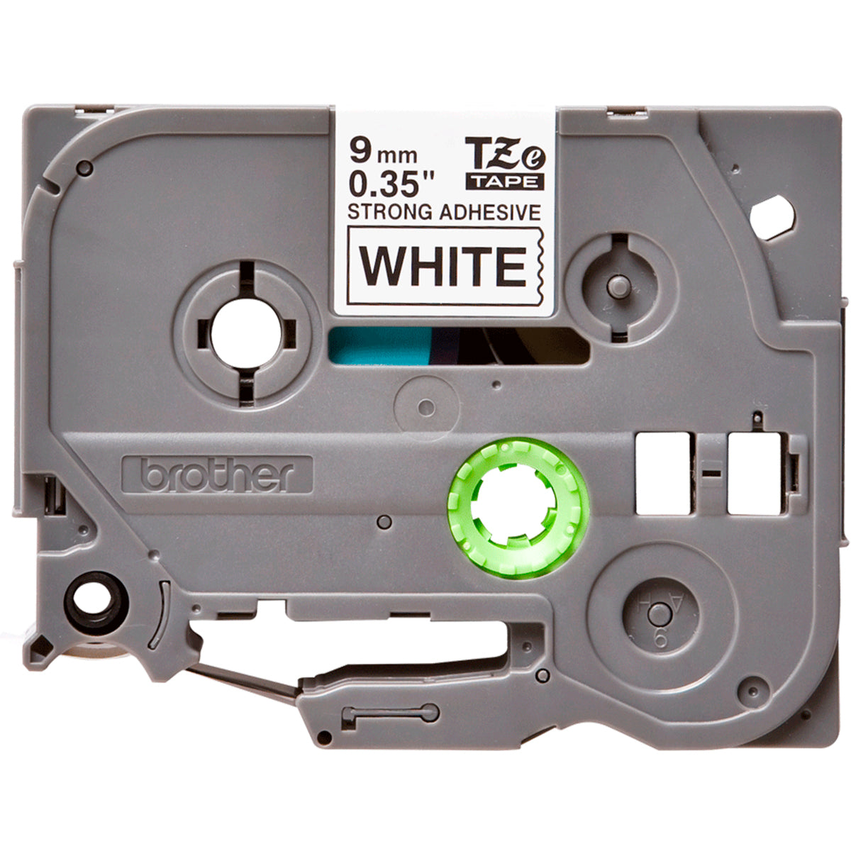 Cinta Rotuladora Brother TZe-S221 Super Adhesiva 9mm x 8mts blanca letras negras