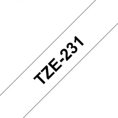 Cinta Rotuladora Brother TZe-231 Adhesivo estándar 12mm x 8m blanca letras negras