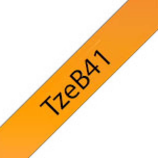 Cinta Rotuladora Brother TZe-B41 Adhesivo estándar 18mm x 5m naranjo letras negras
