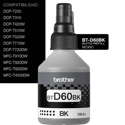 Botella de Tinta Original BTD60BK Negro 108ml ultra alto rendimiento