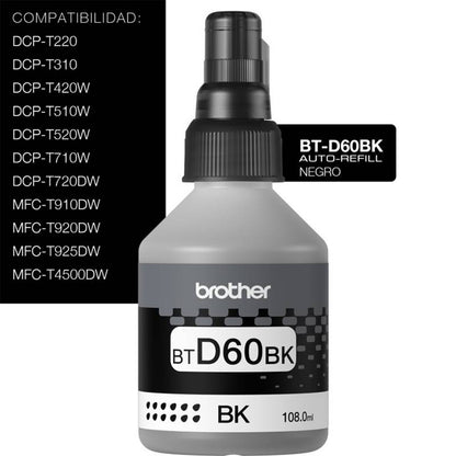 Botella de Tinta Original BTD60BK Negro 108ml ultra alto rendimiento