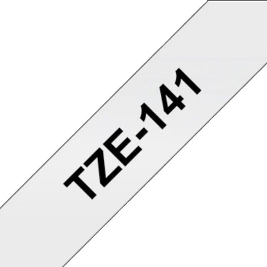 Cinta Rotuladora Brother TZe-141 Adhesivo estándar 18mm x 8m transparente letras negras