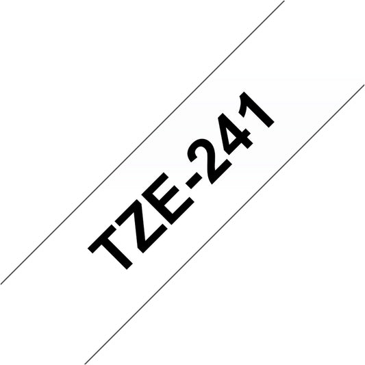 Cinta Rotuladora Brother TZe-241 Adhesivo estándar 18mm x 8m blanca letras negras