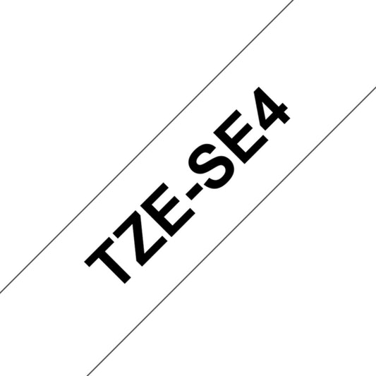Cinta Rotuladora Brother TZe-SE4 de Seguridad 18mm x 8m blanca letras negras