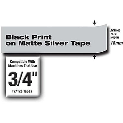 Cinta Rotuladora Brother  TZe-S941 Super Adhesiva 18mm x 8m gris mate letras negras