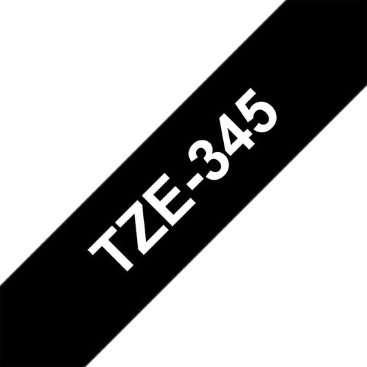 Cinta Rotuladora Brother TZe-345 Adhesivo estándar 18mm x 8m negra letras blancas