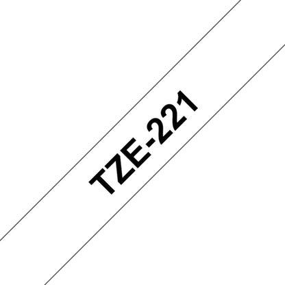 Cinta Rotuladora Brother TZe-221 Adhesivo estándar 9mm x 8mts blanco letras negras