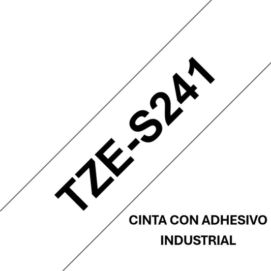 Cinta Rotuladora Brother TZe-S241 Super Adhesiva 18mm x 8mts Blanco sobre Negro