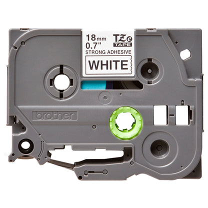 Cinta Rotuladora Brother TZe-S241 Super Adhesiva 18mm x 8mts Blanco sobre Negro