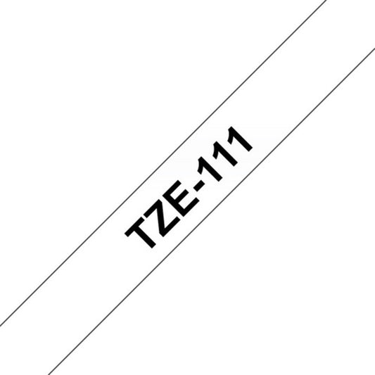 Cinta Rotuladora Brother TZE111 Adhesivo estándar 6mm x 8mts Negro sobre Transparente