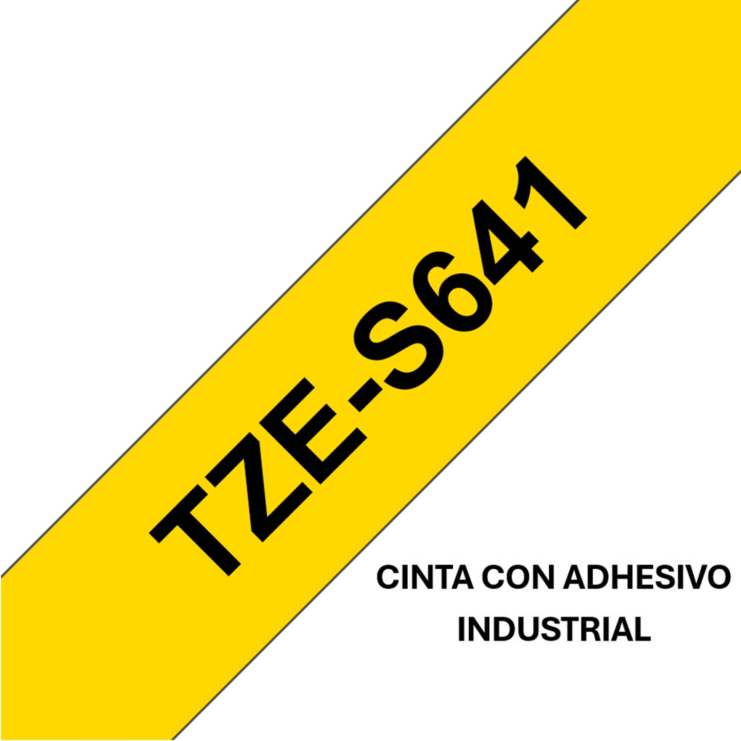 Cinta Rotuladora Brother TZe-S641 Super Adhesiva 18mm x 8mts Negro sobre Amarillo