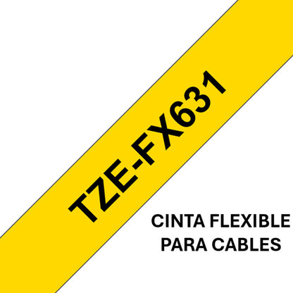 Cinta Rotuladora Brother Flexible TZe-FX631 12mm x 8m amarilla letras negras