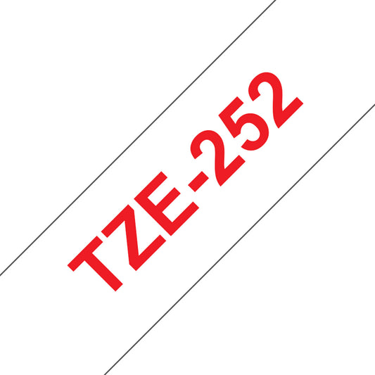 Cinta Brother TZe-252 Adhesiva blanca letras rojas 24mm de ancho y 8 metros de largo