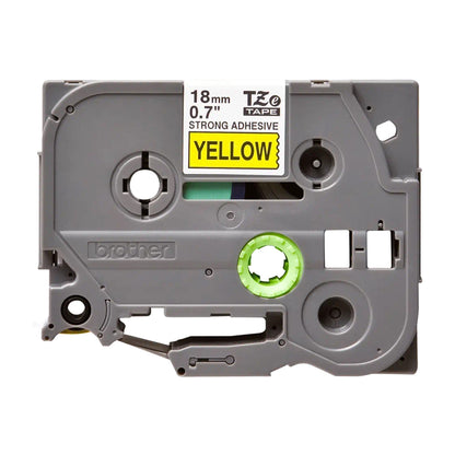 Cinta Rotuladora Brother TZe-S641 Super Adhesiva 18mm x 8mts Negro sobre Amarillo