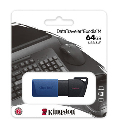 Pendrive Kingston DataTraveler Exodia M 64GB USB 3.2 GEN1 Negro / Azul